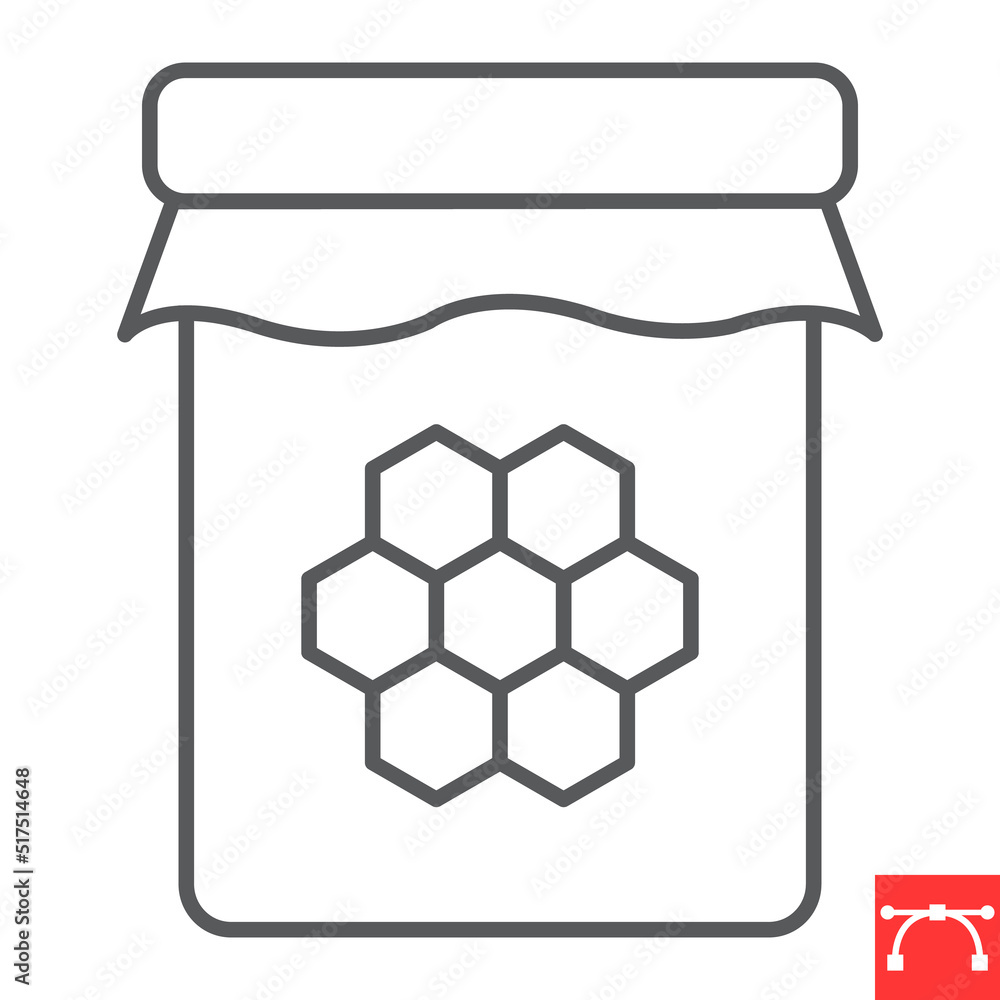 Honey jar line icon, natural and beehive, honey vector icon, vector
