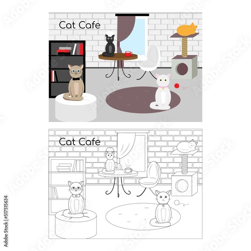 Cat Cafe children's coloring book