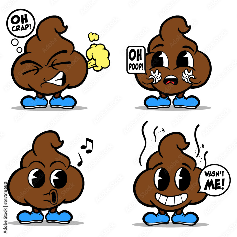 Fototapeta premium Retro Poo Emoji Colored