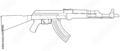 Firearms line art style, Shooting gun, Weapon illustration, Vector Line, Gun illustration, Modern Gun, Military concept, Pistol line art for training
