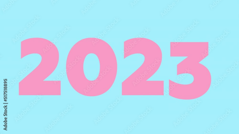 Happy New Year 2023. 4K animation (3840 px x 2160 px). Great for celebrations, events, messages, and festivals. Flip up. The numbers 2022 in trendy pink and blue change to 2023 like a counter Happy New Year 2023. 4K animation (3840 px x 2160 px). Great for celebrations, events, messages, and festivals. Flip up. The numbers 2022 in trendy pink and blue change to 2023 like a counter