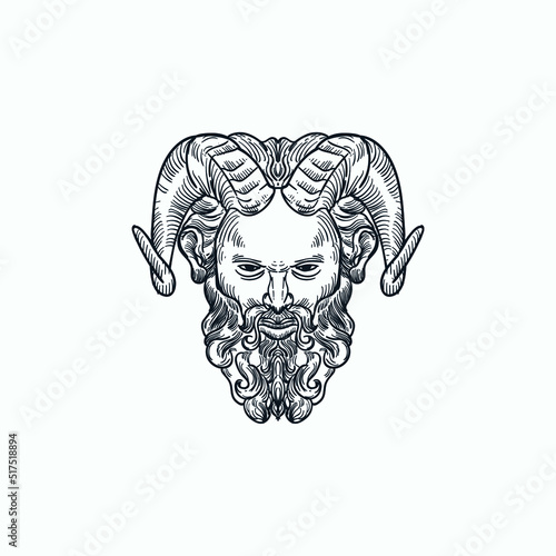 Vintage hand drawn sketch satyr photo