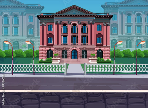 game background cartoon vector , game design nature asset , Home on the road inside the game