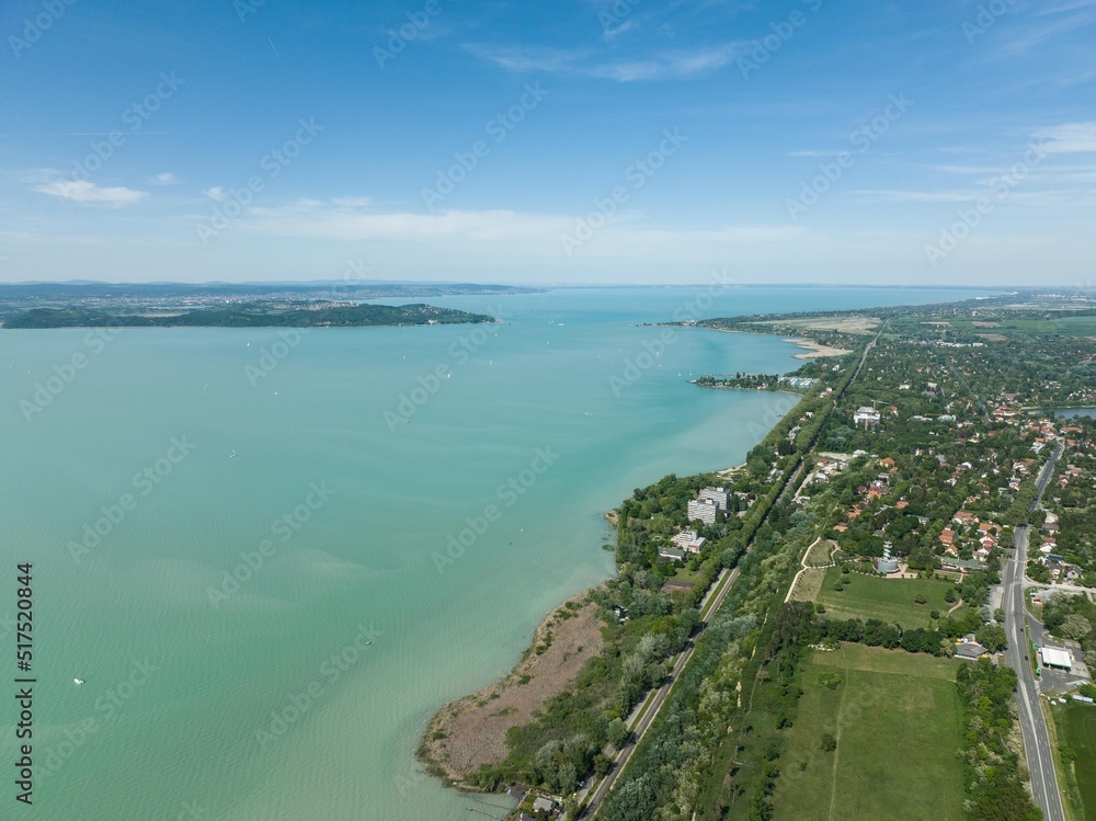 Aerial view of Lake Balaton in Hungary