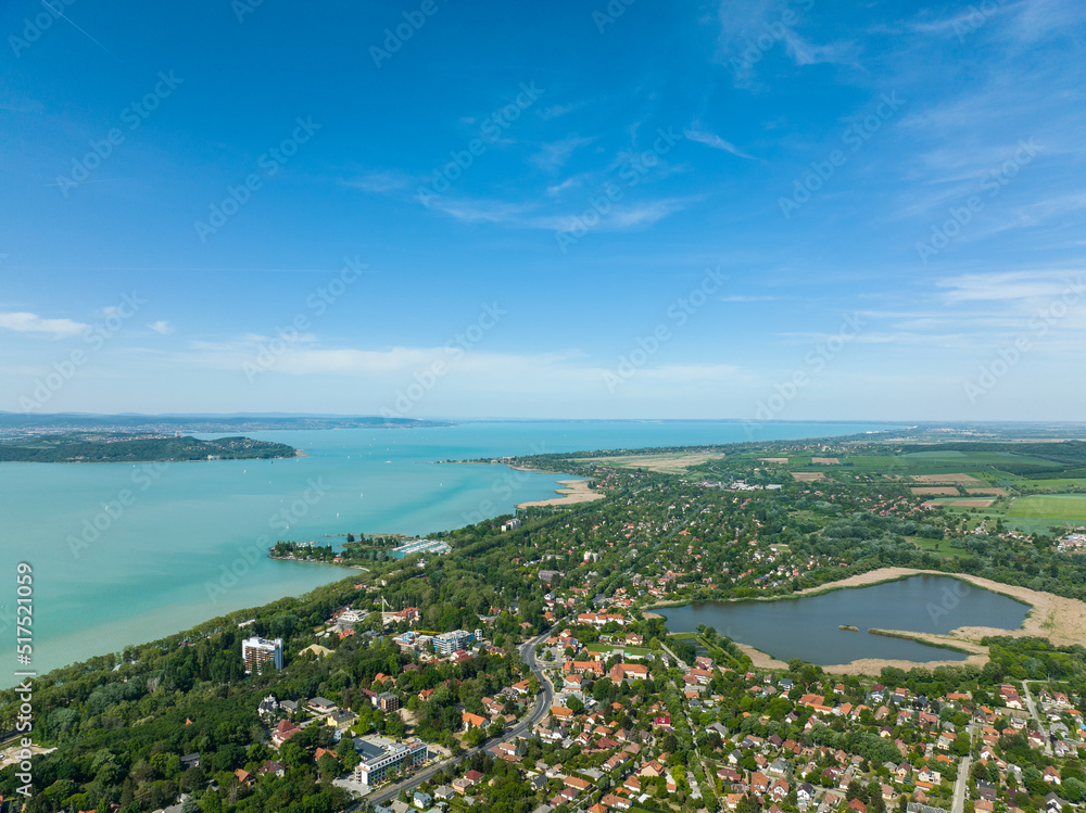 Aerial view of Lake Balaton in Hungary