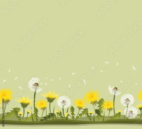 Dandelion line seamless pattern.
