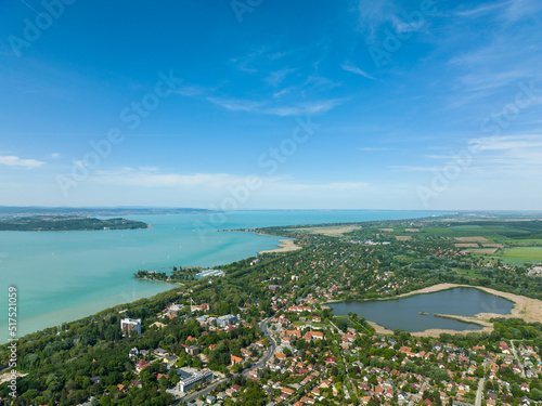 Fototapeta Naklejka Na Ścianę i Meble -  Aerial view of Lake Balaton in Hungary