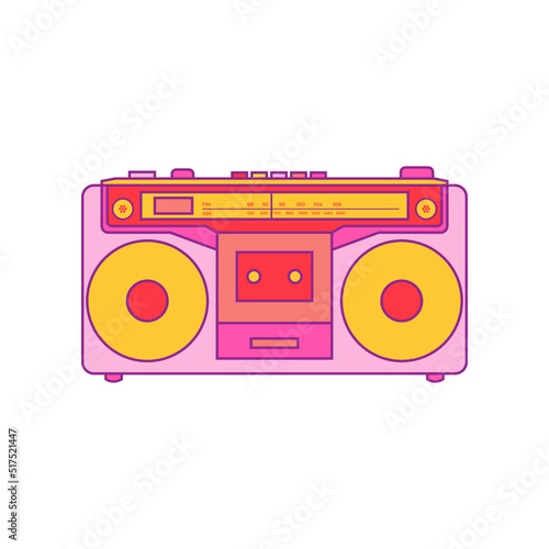 Retro boombox music audio cassette isolated on white background. vector illustration