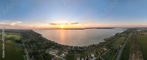 Aerial view of Lake Balaton in Hungary - Sunset