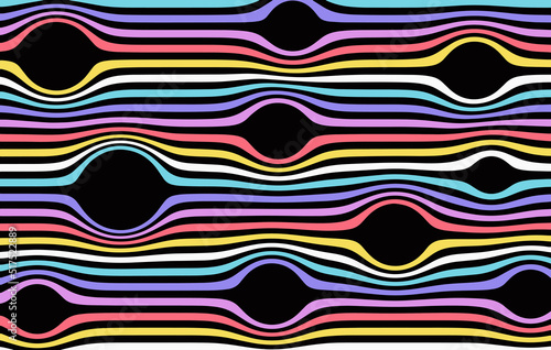 Abstract psychedelic background from colored wavy curves, liquefy lines effect.