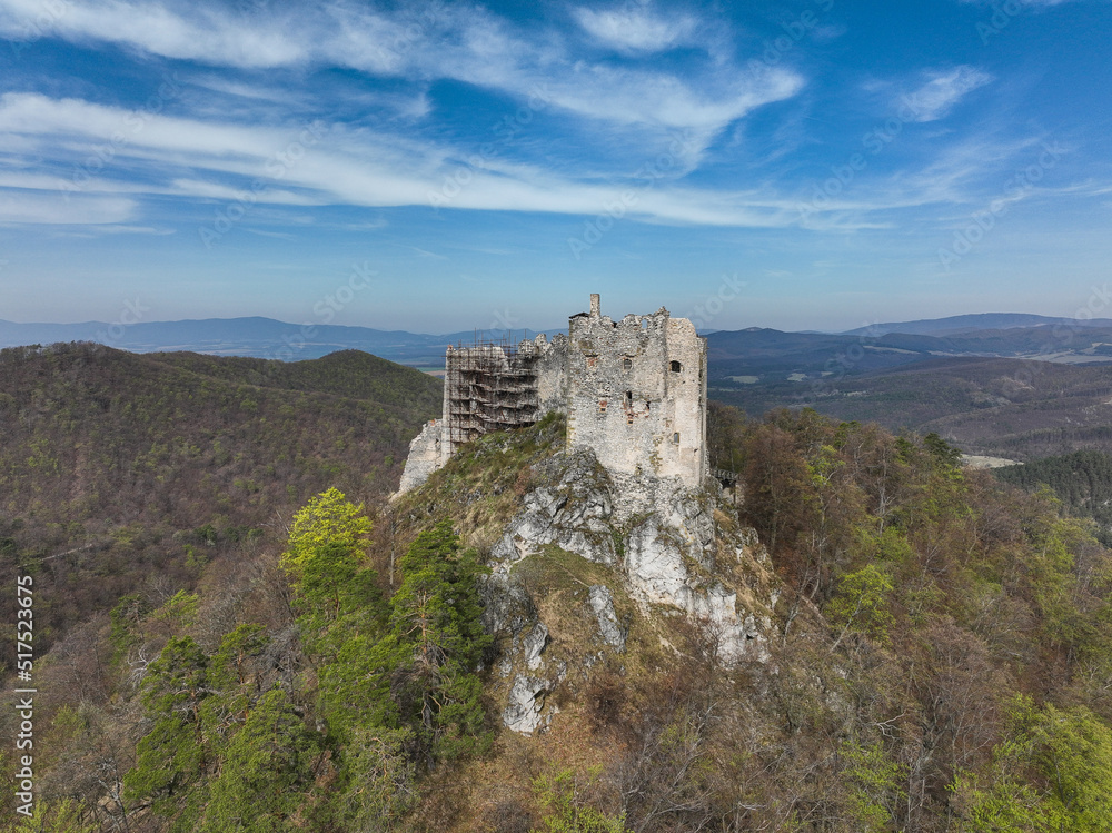 Aerial view of Uhrovec Castle in Slovakia