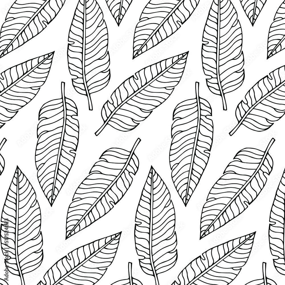 Tropic plants floral seamless jungle pattern. Print vector background of fashion summer wallpaper palm leaves in black and white gray style