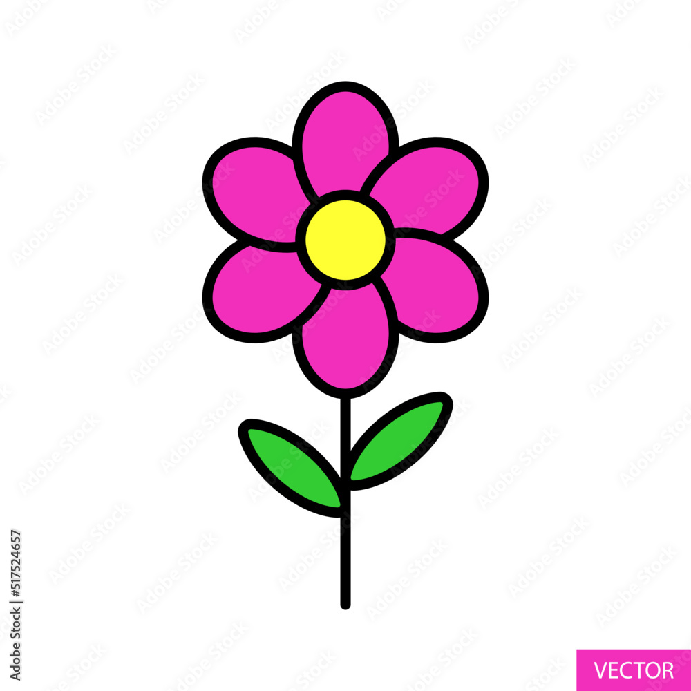 Pink flower vector icon for website design, app, UI, isolated on white background. Editable stroke. Vector illustration. Pink flower vector icon for website design, app, UI, isolated on white background. Editable stroke. Vector illustration.