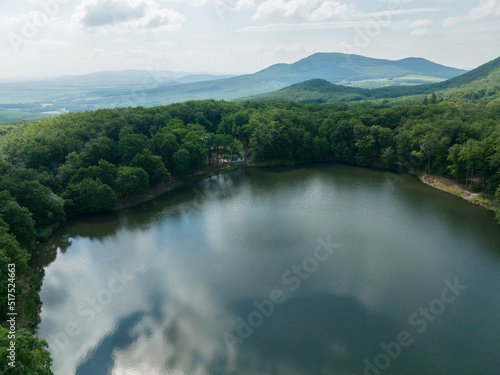 Aerial view of Lake Izra in the locality of Slanska Huta in Slovakia