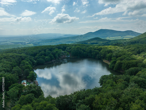 Aerial view of Lake Izra in the locality of Slanska Huta in Slovakia