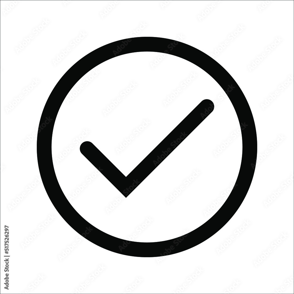 Chek, ok, yes icon approved vector illustration. Check mark icon on white background. Vector illustration Chek, ok, yes icon approved vector illustration. Check mark icon on white background. Vector illustration