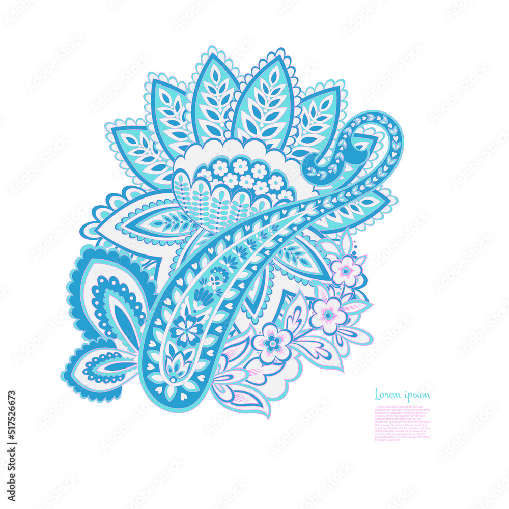 Damask Paisley Floral isolated vector ornament