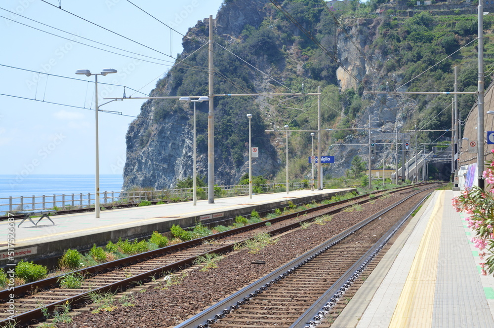 train line in corniglia, cinque terre, italy