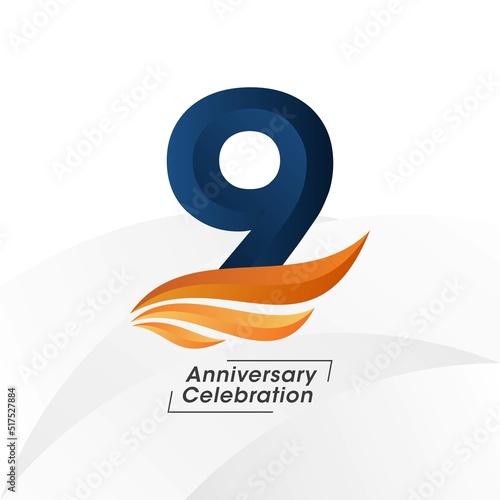 9 years anniversary design template. vector templates
