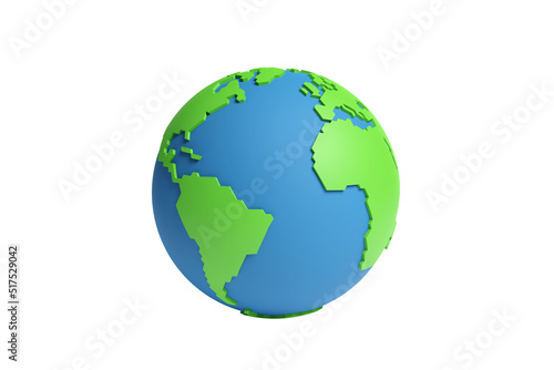 Cartoon planet earth isolated on white background. 3d Illustration.