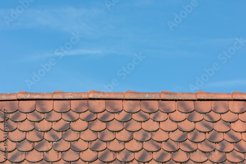 Clay tile roof - concept for roof - texture of roof shingles  banner texture for roofers