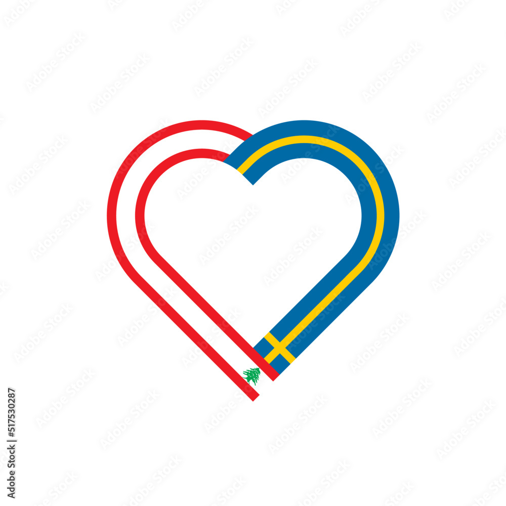 friendship concept. heart ribbon icon of lebanon and sweden. vector illustration isolated on white background friendship concept. heart ribbon icon of lebanon and sweden. vector illustration isolated on white background