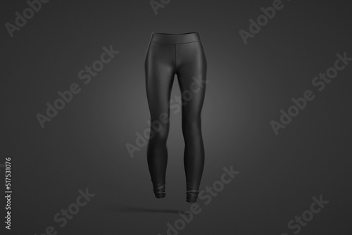 Blank black women sport leggings mockup, dark background photo