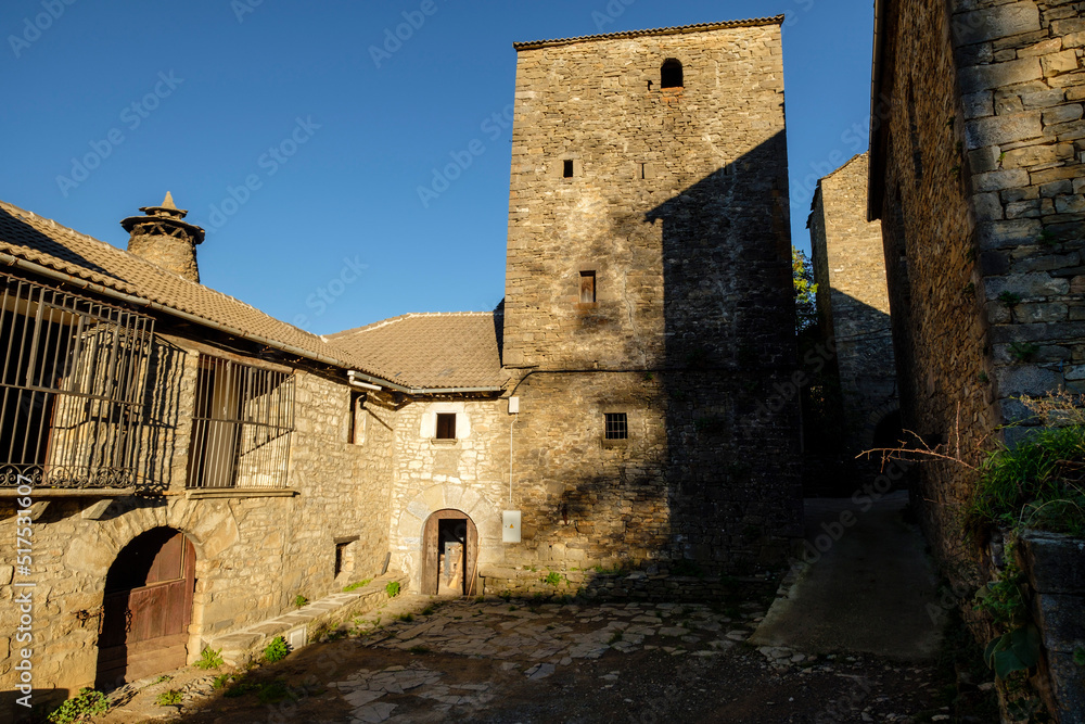 Torre de casa Agustín, siglo XVI, Bergua, Sobrarbe, Huesca, Aragón, cordillera de los Pirineos, Spain