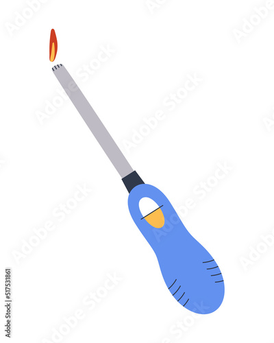 Lighter gas, gasoline. Travel lighter for hiking. Flat vector illustration, eps10