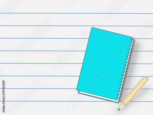 Notebook and pencil background design