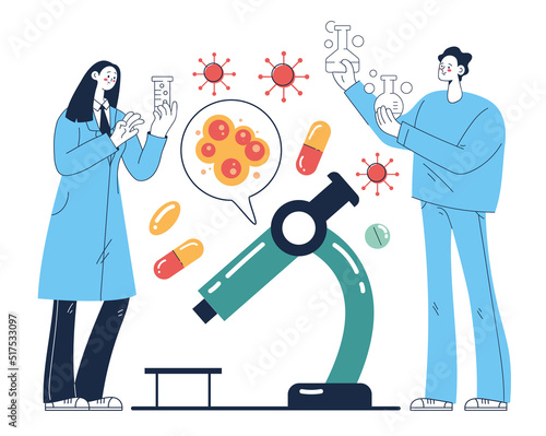 Medicine diagnosis therapy test treatment concept. Vector flat graphic design illustration