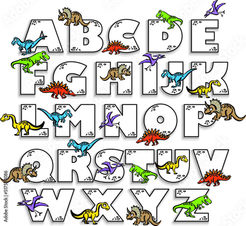 dino alphabet character doodle illustration vector