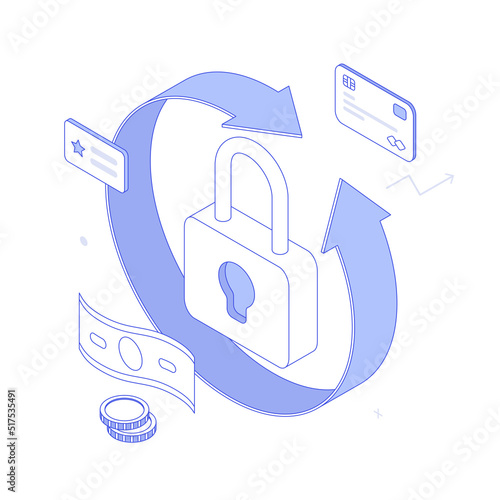 Money, wallet, investment, cash, credit card, currency, safe, protect,  presentation, infographic, gold. Isometric vector illustration flat design isolated. Outline, linear style, line art, editable s