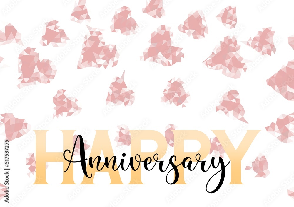 Happy Anniversary writing with heart background, colorful, cheerfull, invitation card, celebration banner Happy Anniversary writing with heart background, colorful, cheerfull, invitation card, celebration banner