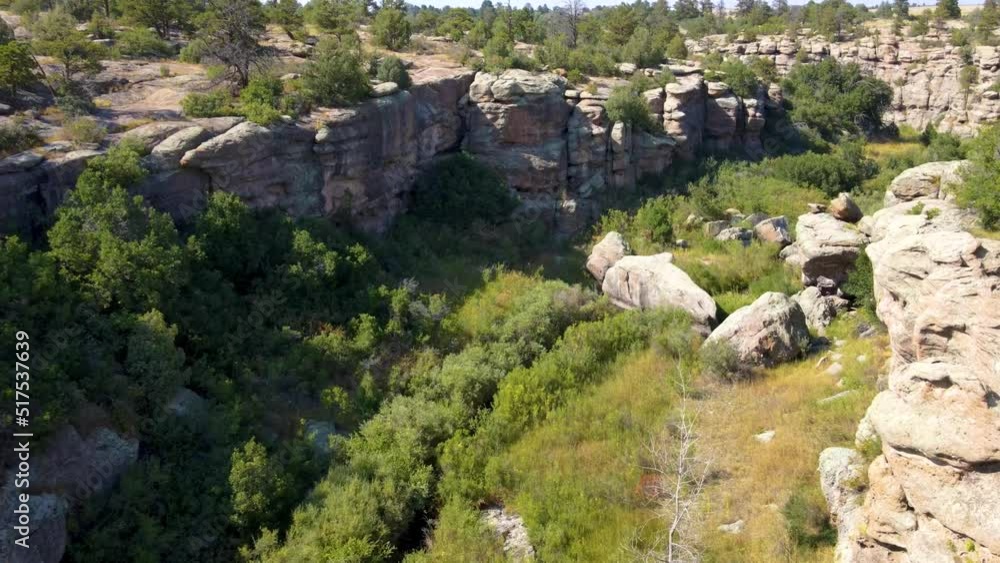 Aerial drone of rock formations at Castlewood Canyon State Park in Douglas County, Colorado Aerial drone of rock formations at Castlewood Canyon State Park in Douglas County, Colorado