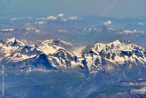 A glacier in the alps seen from high above