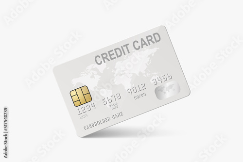 Vector 3d Realistic White Credit Card with World Map Isolated. Design Template of Plastic Credit or Debit Card for Mockup, Branding. Credit Card Payment Concept. Front View