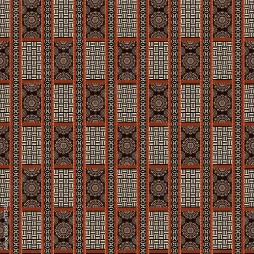 Vector ethnic tribal west african embroidery seamless pattern background. Use for fabric, textile, interior decoration elements, upholstery, wrapping.