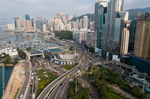 Top down view of Hong Kong city traffic © leungchopan