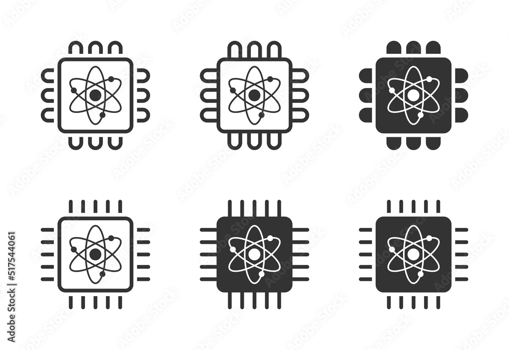 Quantum computing icons set. Vector illustration.