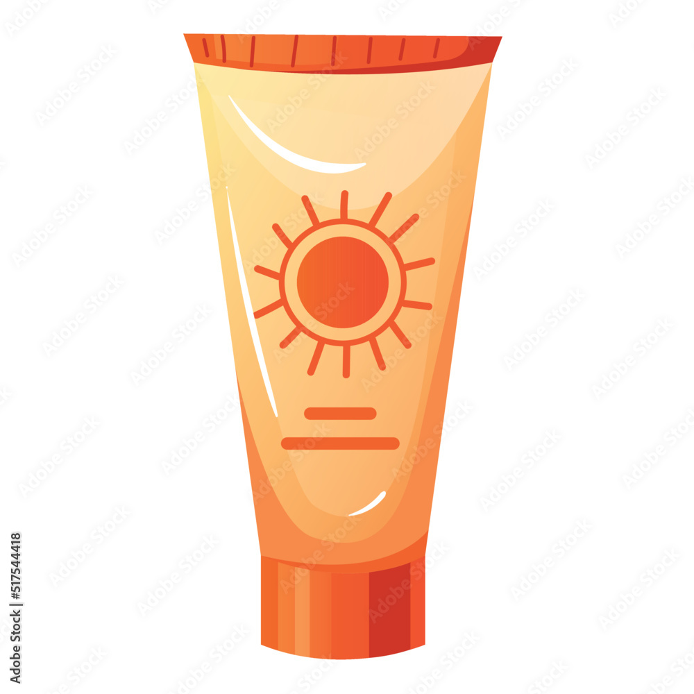 Sunscreen bottle tube summer time isolated on white background design element concept illustration Sunscreen bottle tube summer time isolated on white background design element concept illustration