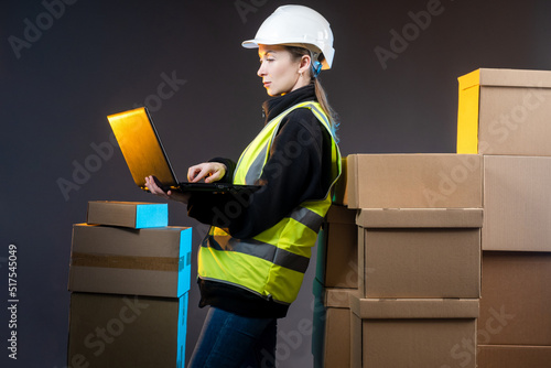 Warehouse business. Woman w...