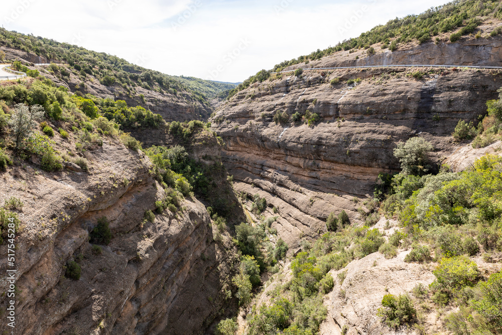 Barranco Las Gargantas canyon next to Colungo, Somontano de Barbastro, province of Huesca, Aragon, Spain