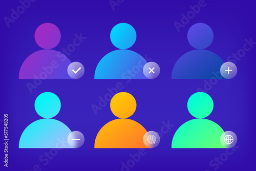 Glassmorphism users icons set