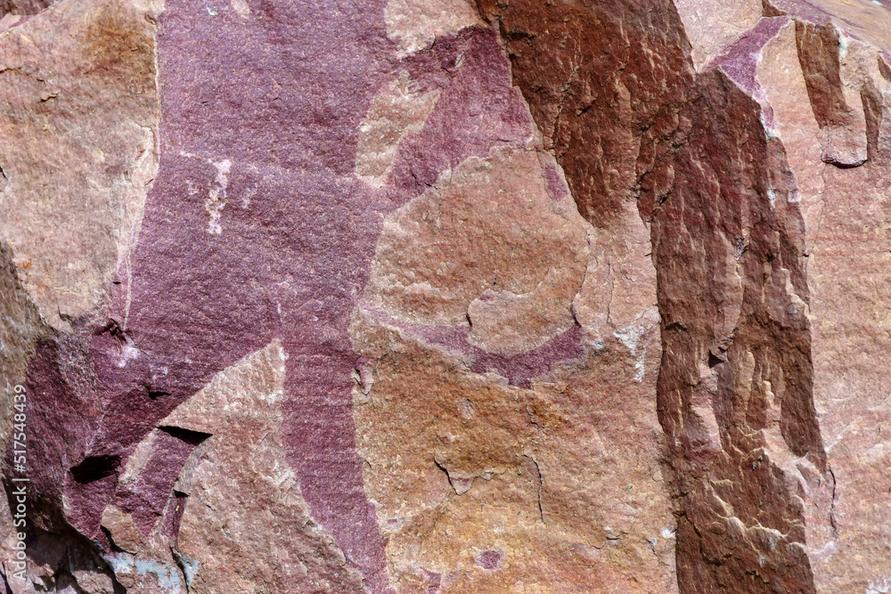 Fototapeta premium Texture. Chip of a large stone of red granite