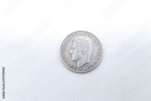 50 pesetas spanish old coins on white background