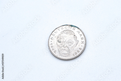 german old coins on white background