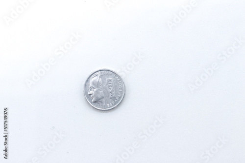 1 peseta spanish old coins on white background
