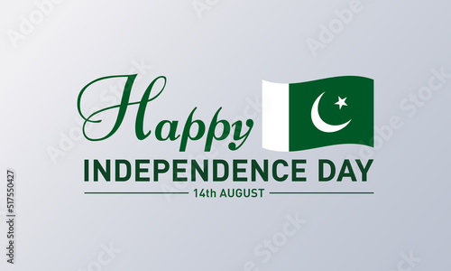14Th of august happy pakistan independence day. Vector template for banner, greeting card, poster of pakistan independence day celebration. Waving pakistan flag. Vector illustration.