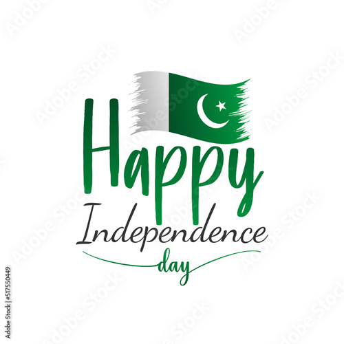 14Th of august happy pakistan independence day. Vector template for banner, greeting card, poster of pakistan independence day celebration. Waving pakistan flag. Vector illustration.